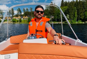 Boat for rent at the Lipno Lake